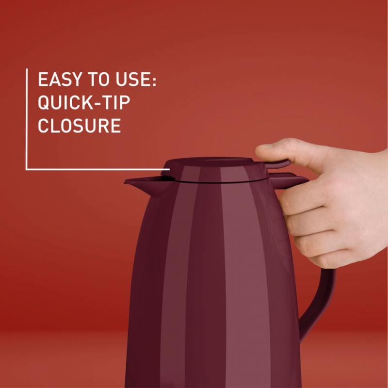 Tefal Mambo Jug Red 1 Liter Insulated Thermos Vacuum Flask Plastic-Polypropylenex (Pp) Glass Liner K3039112