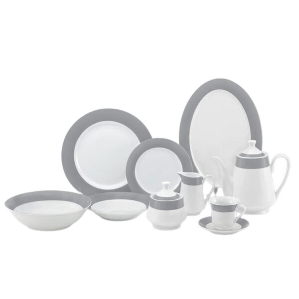 Nadstar Dinner Set 47Pcs Porcelain Gray Rspd004