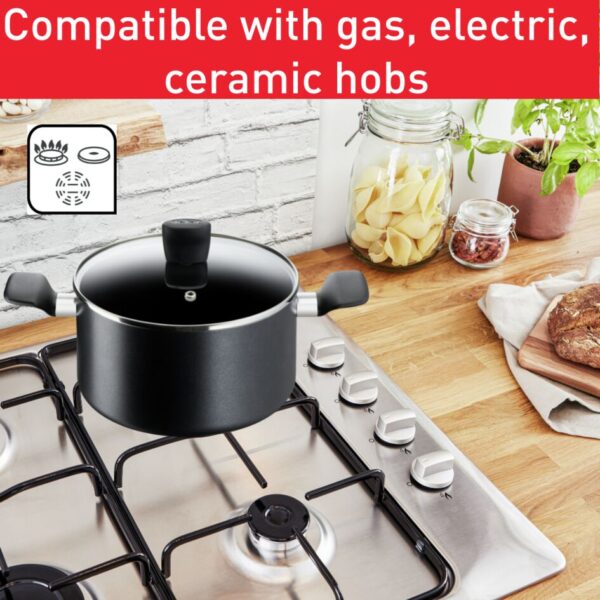 Tefal Super Cook Stew Pot 32Cm + Lid Non Stick Thermo Signal 100% Safe Stew Pan Black Aluminium B4595484