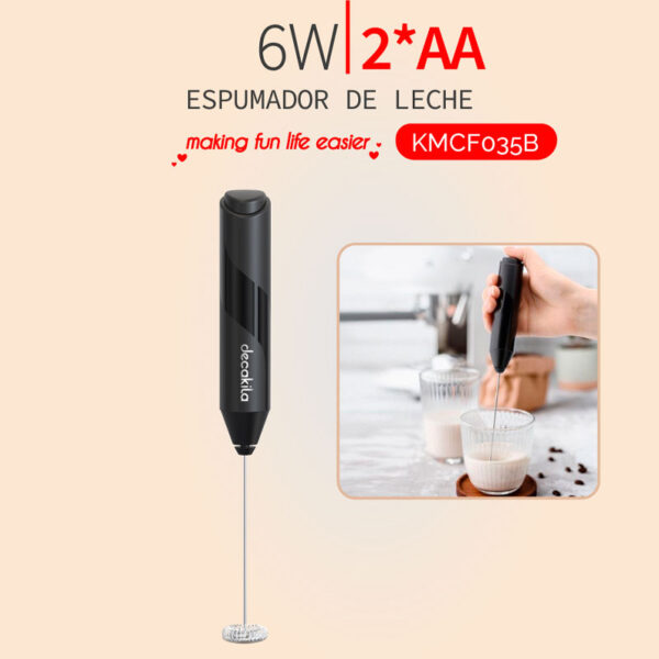 Decakila Milk Frother Handheld Battery Operated AA 1 Button Easy to Start Mini Whisker  Foam Maker KMCF035B