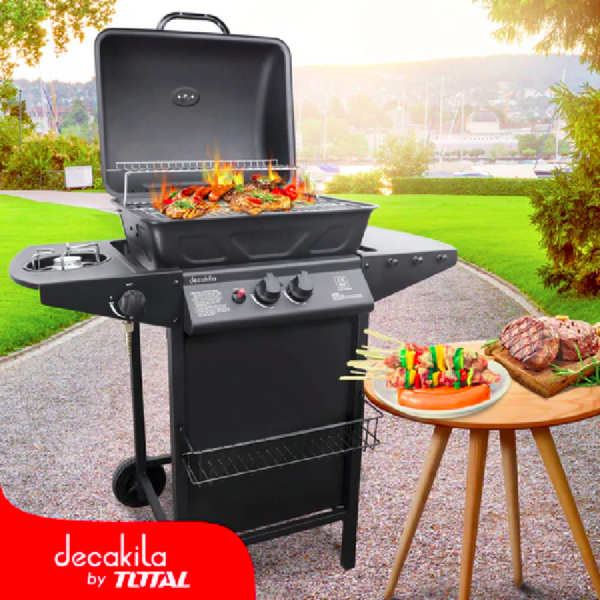 Decakila Barbeque Gas Grill 5.5kW Height 86CM Piezoelectric Ignition With Thermometer KMGS005B