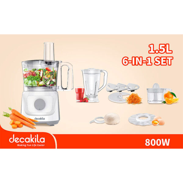 Decakila Food Processor Cordless 1.25L Led Display 250W Chopping Slicing &Amp; Cutting Stainless Steel Blades Kemg027B