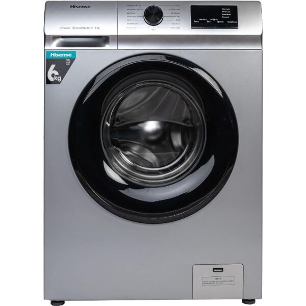 Hisense Washing Machine 6Kg Automatic, Front Load, Snowflake Drum, Drum Clean, Silver Wfvc6010S