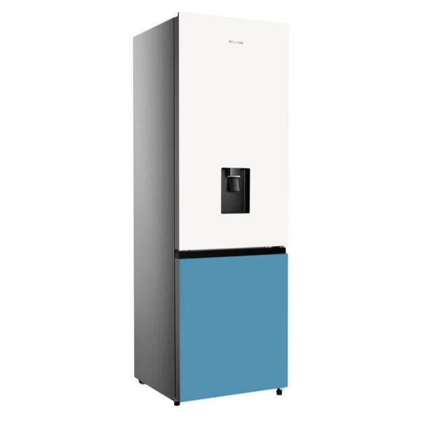 Hisense Refrigerator 350L Bottom Freezer A+ Energy Efficiency Class, Non Plumbed Water Dispenser, Reversible Door White &Amp; Blue H450Bdbl-Wd