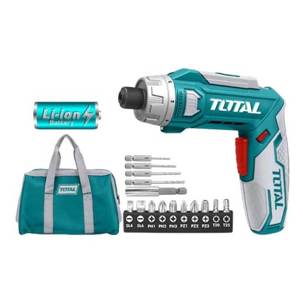 Total Screw Driver With 40Pcs Bits Cordless Lithium Ion Tsdli0403