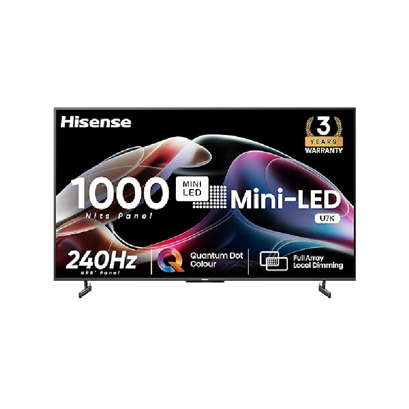 Hisense 65&Quot; Smart Mini 4K Uled Tv With Dolby Atmos, Quad-Core Processor, Hi-View Engine, Hdr10+, Free Sync Premium, Light Sensing, Dual-Band Wi-Fi 65U7K