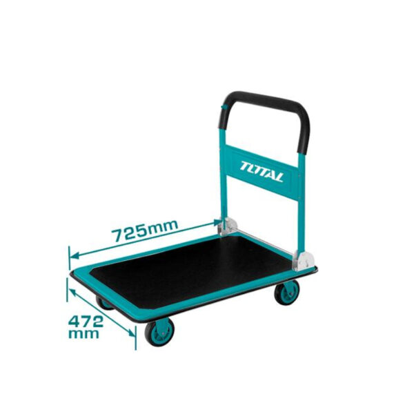 Total Foldable Platform Hand Truck 150Kgs 725X472Mm With Steel Handle, 4&Quot;Pu Wheel, Non-Slip Pvc Mat Ththp11502