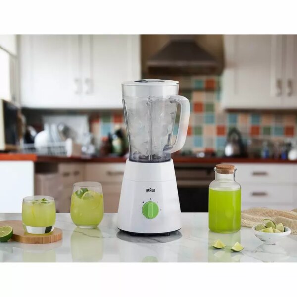 Braun Blender 1.5L 500w Mill & Chopper PowerBlend Triangular Plastic  Jug, 2 Speed, Ice Crushing Function, Stainless Steel Blades JB0123WH