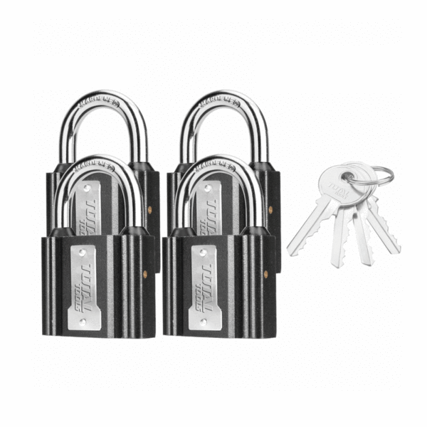 Total Iron Key Alike Padlock 38Mm With Waterproof Rubber Cover, Iron Brass, 4 Keys 4Pcs Set Tlk31T4382