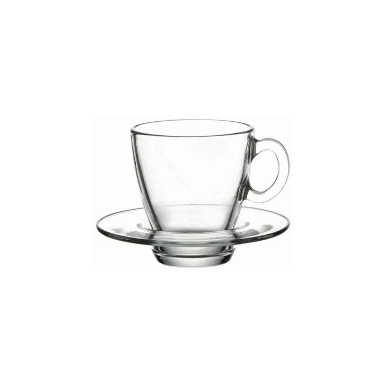 Pasabahce Aqua Cup Saucer 215Ml 6Pcs Round Shape And Dishwasher Safe 95040