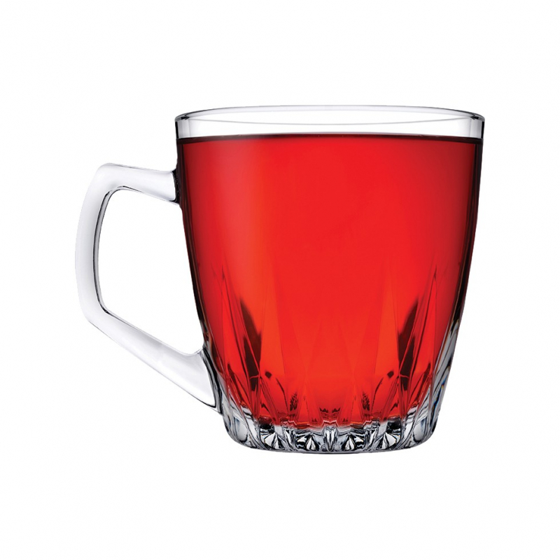Pasabahce Safir Mugs 250Ml 6Pcs Crystal Look, Refined Design, Dishwasher Safe 55713