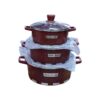 Royal Dessini Cookware Set 24,28,32cm Non-Stick Casserole Pot Glass Lids 6pc Set