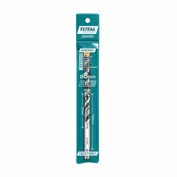 Total Straight Shank Drill Bit Masonry 8Mm X 120Mm Tac210801