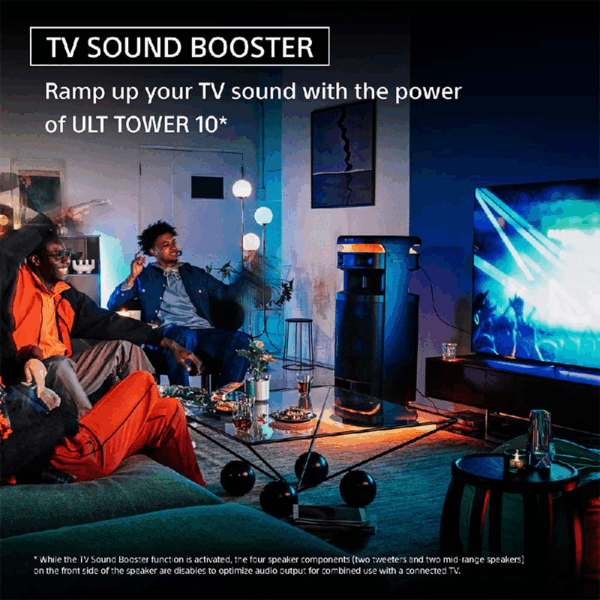 Sony Bluetooth  Party Speaker ULT Tower 10 with ULT Button, Powerfull Bass,25hrs Backup, IP67 Rating, Sound & Party Lights, Wireless Mic for Karaoke,Touch Panel SRS-ULT1000