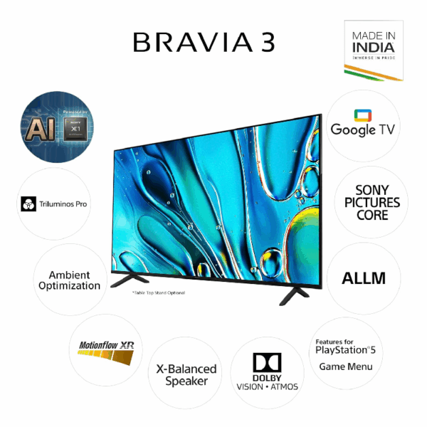 Sony Bravia 65" LED UHD 4K Smart Google TV with 4K HDR Processor X1™, Motionflow™ XR, TRILUMINOS PRO, Airplay K-65S30E51