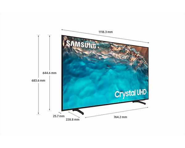Samsung 50" LED 4K Crystal UHD Smart TV, Air Slim Design, Smart Hub, HDR, Motion Xcelerator, OTS Sound, Solarcell Remote 50BU8000
