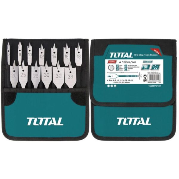 Total Drill Bit Set Flat Wood 13Pcs Tacsd70131