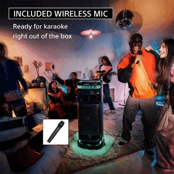 Sony Bluetooth  Party Speaker ULT Tower 10 with ULT Button, Powerfull Bass,25hrs Backup, IP67 Rating, Sound & Party Lights, Wireless Mic for Karaoke,Touch Panel SRS-ULT1000