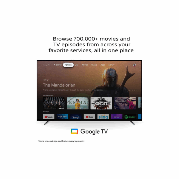 Sony 77" OLED 4K Smart Google TV with Dolby Vision HDR, 4K Cognitive Processor XR, XR Triluminous PRO, XR OLED Contrast PRO BRAVIA XR77A80K