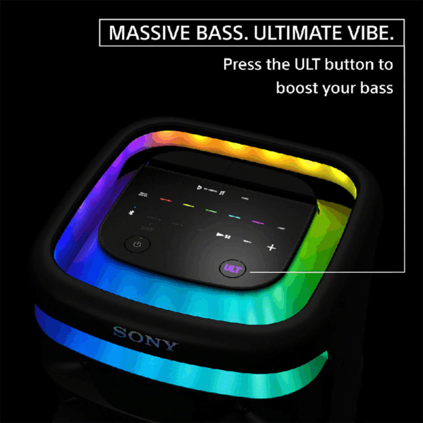 Sony Bluetooth  Party Speaker ULT Tower 10 with ULT Button, Powerfull Bass,25hrs Backup, IP67 Rating, Sound & Party Lights, Wireless Mic for Karaoke,Touch Panel SRS-ULT1000