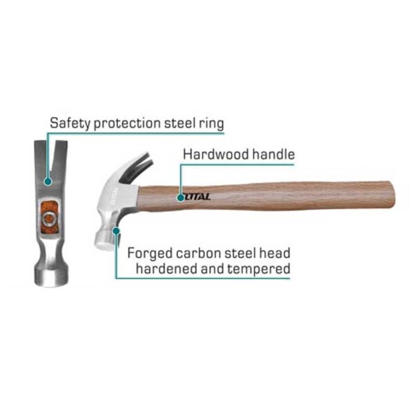 Total Claw Hammer 220G Hardwood Handle Thtw7308
