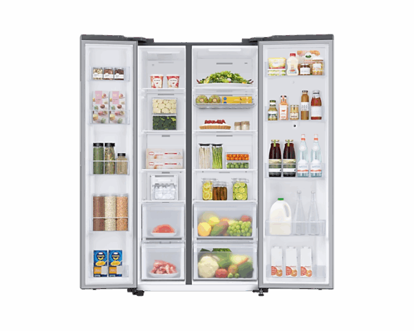 Samsung Refrigerator 635L With Sleek &Amp; Seamless Design, Side By Side, Digital Inverter, Spacemax, Dit, Non-Plumb Dispenser, Auto Ice Maker Mirror Black Rs64R53112A