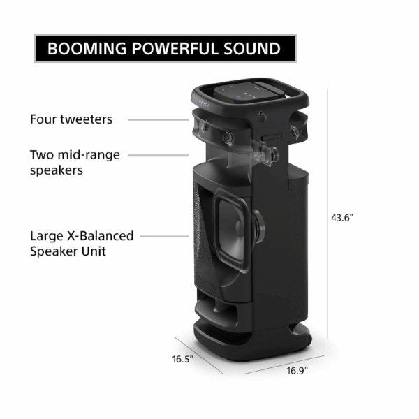 Sony Bluetooth  Party Speaker ULT Tower 10 with ULT Button, Powerfull Bass,25hrs Backup, IP67 Rating, Sound & Party Lights, Wireless Mic for Karaoke,Touch Panel SRS-ULT1000