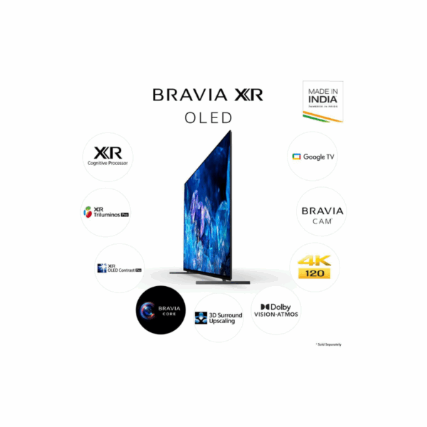 Sony 77" OLED 4K Smart Google TV with Dolby Vision HDR, 4K Cognitive Processor XR, XR Triluminous PRO, XR OLED Contrast PRO BRAVIA XR77A80K