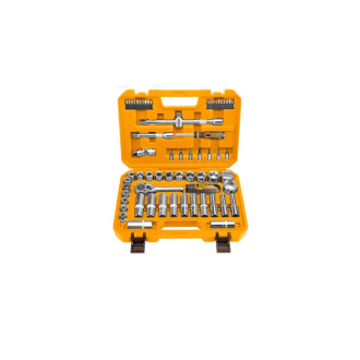 Ingco 62pcs 1/2" Socket Set with Cr-V Steel Material, Three Color Soft Handle HKTS12602