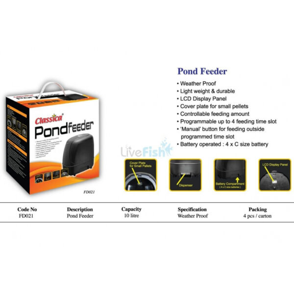 Classica Pond Feeder Programmable Up To 3 Feeding Time Slots