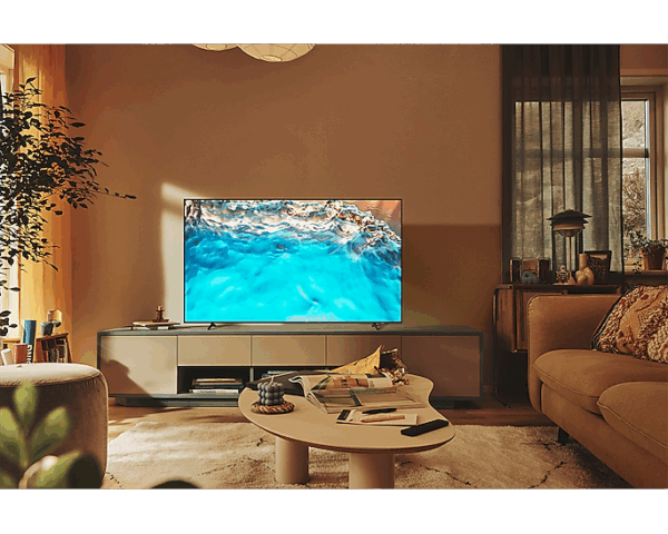 Samsung 55" LED 4K Crystal UHD Smart TV, Air Slim Design, Smart Hub, HDR, Motion Xcelerator, OTS Sound, Solarcell Remote 55BU8000