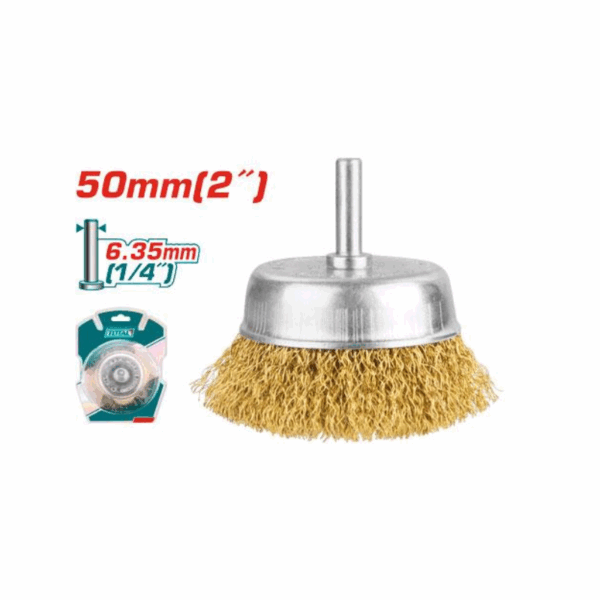 Total Wire Cup Brushes 50Mm 2&Quot; With Shank 1/4&Quot; For Steel, Cast Steel, Soft &Amp; Hard Wood Tac33021