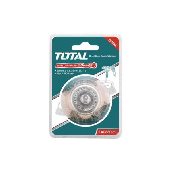 Total Wire Cup Brushes 50Mm 2&Quot; With Shank 1/4&Quot; For Steel, Cast Steel, Soft &Amp; Hard Wood Tac33021