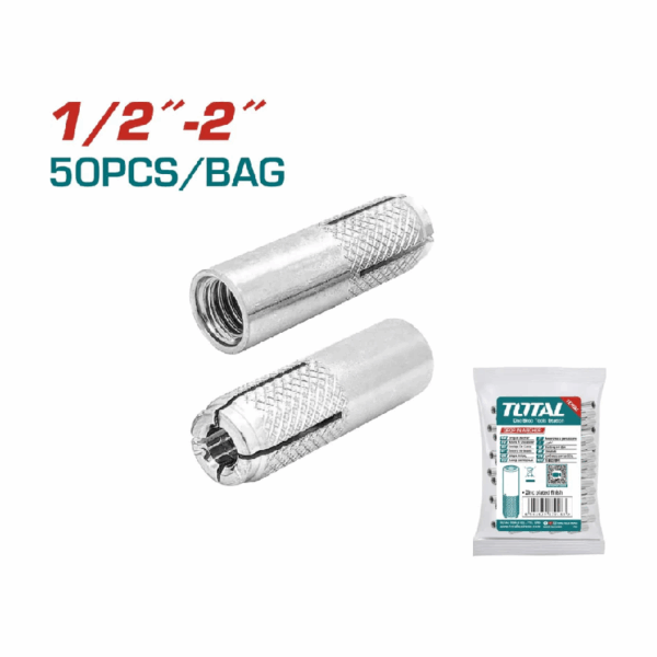 Total Drop-In Anchor Plug 1/2&Quot;-2&Quot; Carbon Steel, Zinc Plated Finish Thwda1221 (Pack Of 50Pcs)
