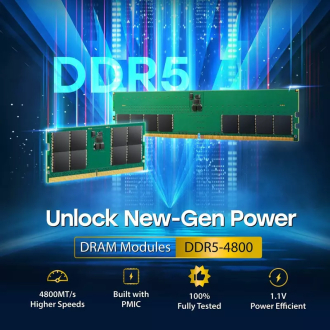 Transcend Desktop Memory Module - 32GB RAM DDR5 4800, U-DIMM, 2Rx8 Configuration, 1.1V, JM4800ALE-32G.