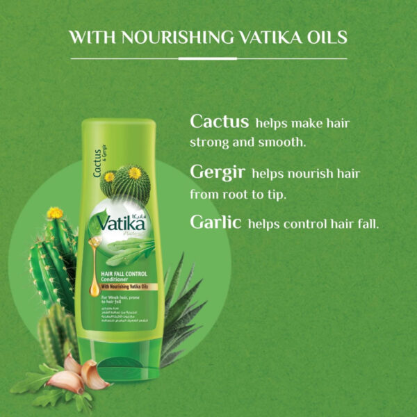 Vatika Conditioner Hair Fall Control, Natural Moisturizing Hair Conditioner For Women, All Hair Types, Scalp Hydrating Moisturizer, 200Ml Wild Cactus (Pack Of 3)