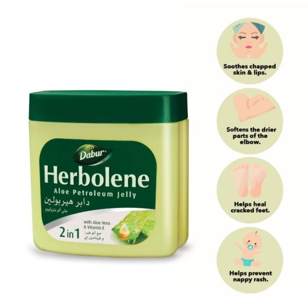 Dabur Herbolene Petroleum Jelly Enriched With Aloe Vera And Vitamin E, For Dry And Rough Skin 115Ml Aloe Vera (Pack Of 3)