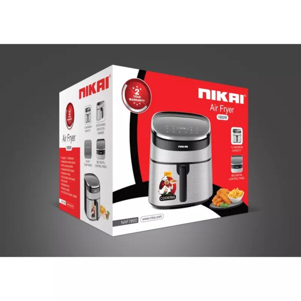Nikai Airfryer 7L Digital 1800W Naf789D 60 Mins Timer Indicator Light Adjustable Temperature Non Stick Coating Pan