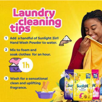 Sunlight Detergent Powder Destiny Yellow 1kg Advanced Stain Removal, Outstanding Whiteness, Long-lasting Freshness 68736727 (Pack of 3)