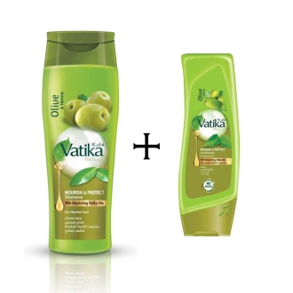Vatika Shampoo Nourish and Protect, Rejuvenate Hair, Strengthening & Moisturizing Hair Cleanser for Curly Hair, Damaged Hair, All Hair Types 400ml with FREE CONDITIONER 200ml