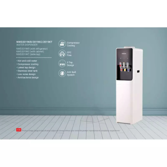Nikai Water Dispenser 3 Taps Top Load With Refrigerator NWD2019KR 3 Taps Hot Normal and Cold Compressor Cooling Steel Tank Anti Bacterial Design