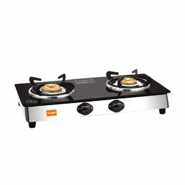 Orange Gas Stove Neo 201 With 2 Burner, Toughened Glass Top Olpg230