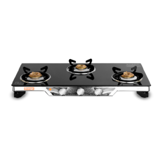 Orange Gas Stove Sleeko 301 Jumbo with 3 Burner, Toughened Glass Top OR0247