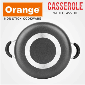 Orange Cook & Serve Non-Stick Casserole 24cm 3.8L with Glass Lid ONSC036