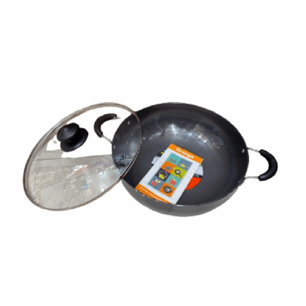 Orange Hard Anodized Deep Kadai No13 3L With Glass Lid Ohac105