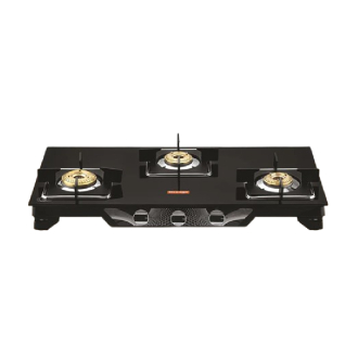 Orange Gas Stove Fabia 301 Jumbo with 3 Burner, Toughened Glass Top OLPG253
