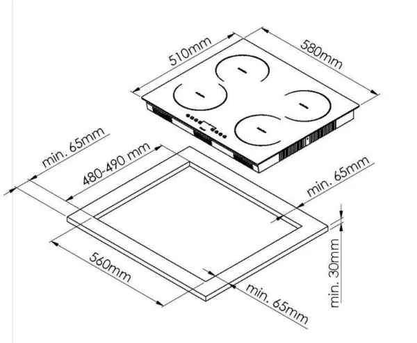Evoq Vitro Ceramic Hob 60 Cm Built-In Electric Cooktop Ms‑263