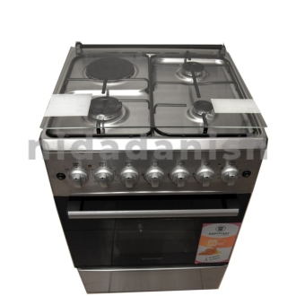 Westpoint Cooker 60x60cm, 3 Gas Burners, 1 Electric Plate with Electric Oven Auto Ignition Inox WCER6631E0X