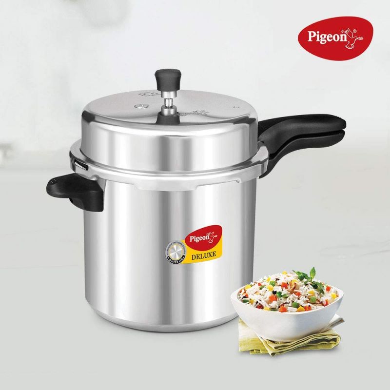 Pigeon Pressure Cooker 12L Deluxe Outer Lid Aluminium Sap 106 - Ergonomic Sturdy Handle Thermal Efficiency Special Alloy Safety Plug 6 Pigeon Pressure Cooker 12L Deluxe Outer Lid Aluminium Sap 106 - Ergonomic Sturdy Handle Thermal Efficiency Special Alloy Safety Plug