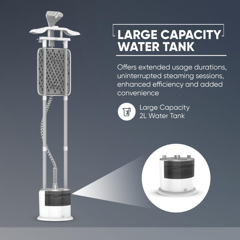 Nikai Garment Steamer 2L Tank Suit Hanger 2000W Ngs892Ab Overheat Protection 10 Steam Levels Double Aluminum Poles 10 Nikai Garment Steamer 2L Tank Suit Hanger 2000W Ngs892Ab Overheat Protection 10 Steam Levels Double Aluminum Poles